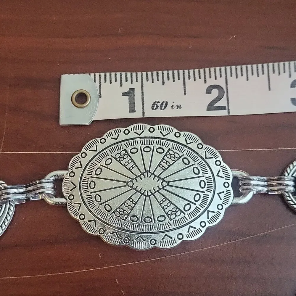 2 Pc Western Concho Belt for Woman Vintage Style Plus Cowgirl Earrings